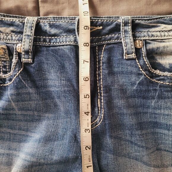 Miss Me Womens Boot Cut Jeans Size 31 Mid Rise Blue Embroidered Western Aztec - Picture 8 of 10